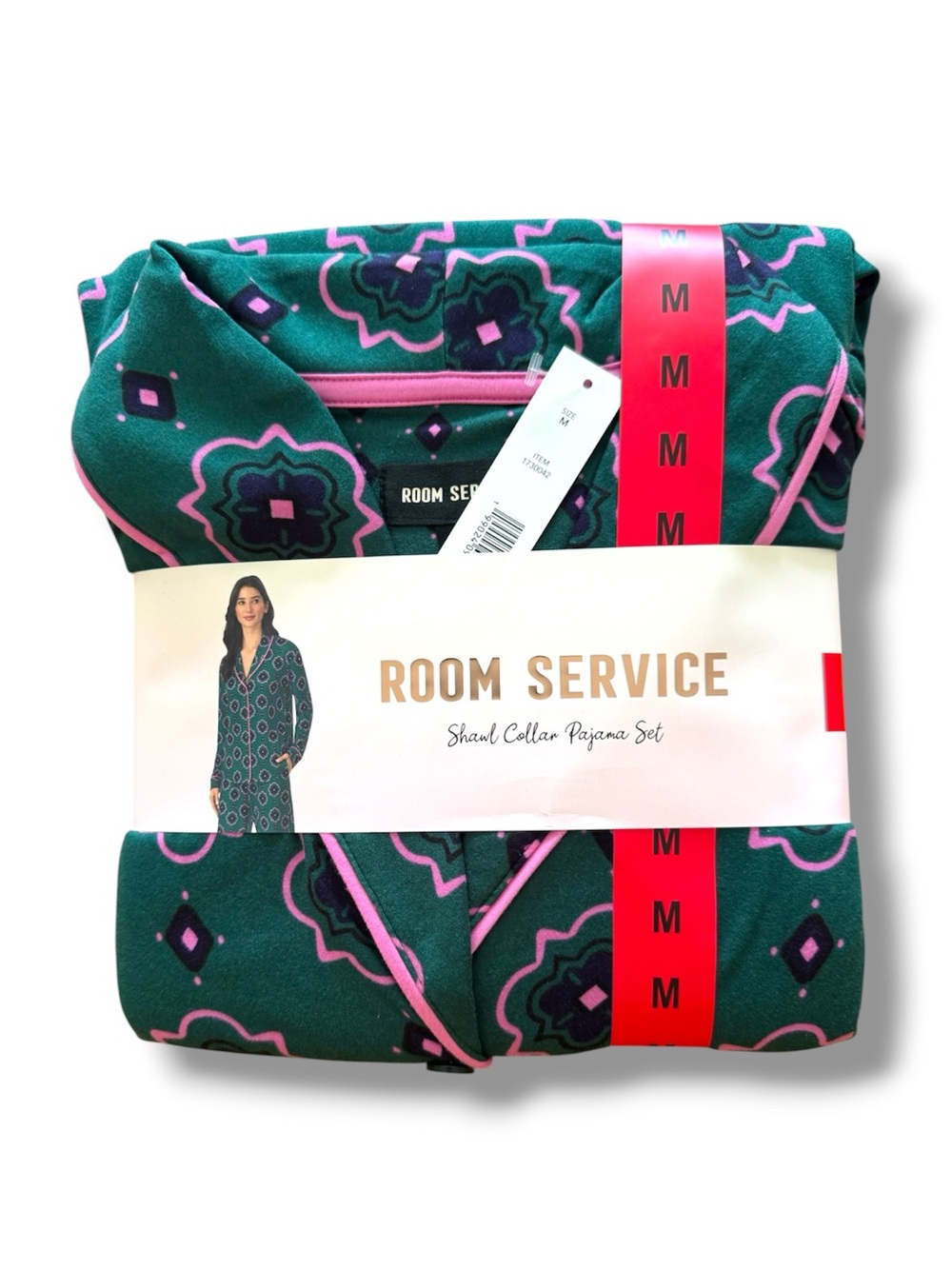 Room Service Shawl Collar Pajama Set Geometric Print